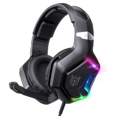 Gaming Headset with Microphone 7.1 Stereo Surround Sound Compatible with PS4, PS5, PC Laptop, Over-Ear Headphones with LED RGB Light, Noise Canceling Mic