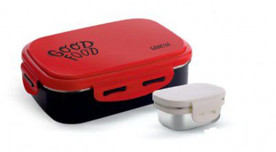 GANESH Livo Insulated Lunch Box Container with Airtight Lid for Office & School Use/Food Grade/Air Tight/Easy to Carry/Leak Proof (750ml +140ml) Grey