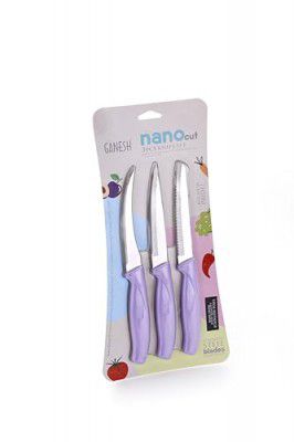 GANESH Nano Cut 3 PCS Stainless Steel Kitchen Knife Set - Color May Vary