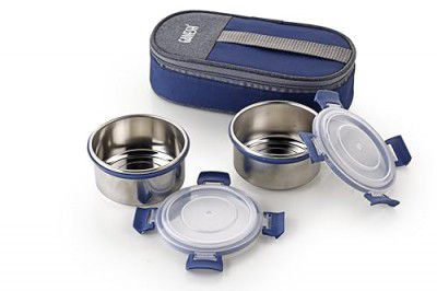 Ganesh Neo Twin Airtight & Leak Proof Container Lunch Box with Bag 400 ML