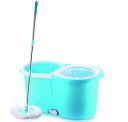 Ganesh Rapid Plastic Spin Mop with Bucket,Mopping Set (Blue, Set of 2 Microfiber Refills)...