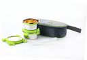 Ganesh Sigma Twin Airtight & Leak Proof Container Lunch Box with Bag 300 ML (Stainless Steel - Multicolor)...