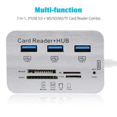 Ganix 3 Port USB hub 3.0 and Card Reader 3.1 (7 in 1 Combo)