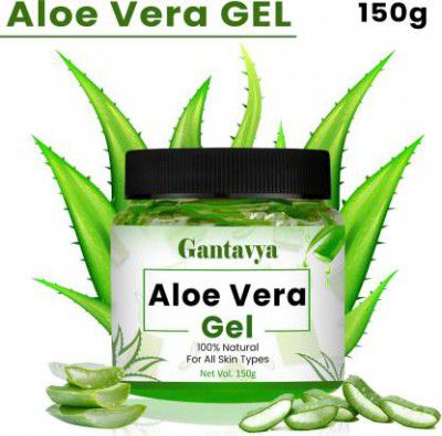 Gantavya 100% Bio Organic Aloe Vera Gel For Skin Acne, Scars, Dark spots Face & Hair Care (150 ml)