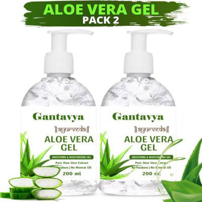 Gantavya 100% Natural Pure Aloe Vera Gel for glowing Face, Skin & Hair  (400 ml)