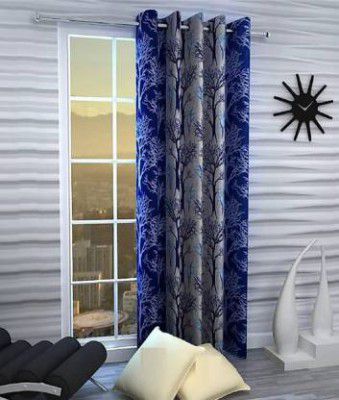 Gantavya 153 cm (5 ft) Polyester Semi Transparent Window Curtain Single Curtain  (Printed, Blue1)