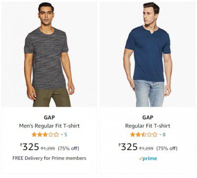GAP Men's Regular T-shirt upto 75% off
