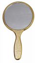 Garden of Arts Golden Handheld Salon Barbers Hairdressers Mirror With Large Grip Handle, Round, Framed...