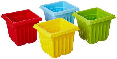 Gardens Need 100% Virgin Plastic Super Pot-04 | Set of 8 Planter (7cm x 11cm x 9cm Multicolour)