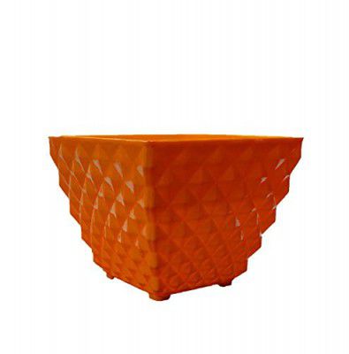 Gardens Need Virgin Plastic Kohinoor Square Pot-05 | Set of 5 Planter, (13cm x 13cm x 10cm, Orange)