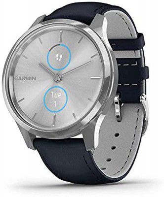Garmin Vivomove Luxe Silver-Navy Leather Band Smartwatch