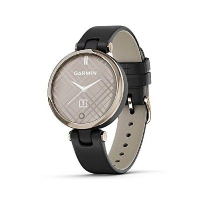 Garmin Womens Smartwatch Lily Creamgold Black Leather