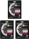 GARNIER Black Rice Pure Charcoal Black Serum Mask, Face Serum Sheet Mask for Women, 28g - Pack of 3  (84 g)...