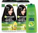 GARNIER Color Naturals - Natural Black Hair Colour, Pack of 2 + Fructis Long and Strong Shampoo, 175ml | Ammonia Free Hair Color + Shampoo Combo Pack , Natural Black...