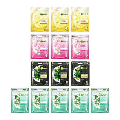 Garnier Face Sheet Masks, | Sheet Masks For Glowing Skin (Pack of 14 Sheet Mask)