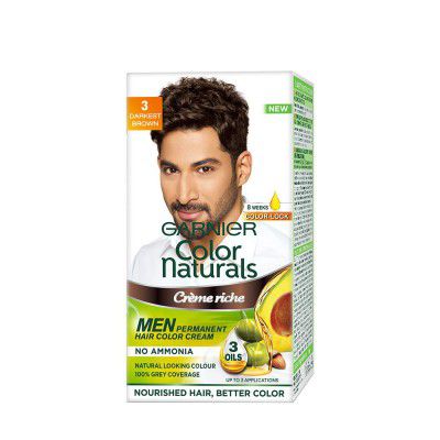 Garnier, Hair Colouring Creme, Smoothness & Shine, Color Naturals Men, Shade: 3 Darkest Brown, 30ml + 30g
