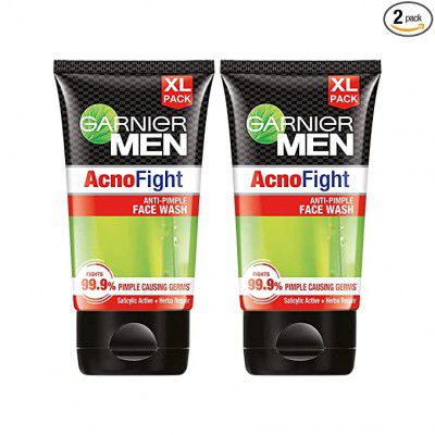Garnier Men, Anti-Pimple Face Wash, Repairs Skin & Balances Oils, AcnoFight, 2 x 150g (pack of 2)