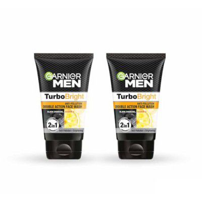 Garnier Men, Face Wash, Brightening & Anti-Pollution, TurboBright Double Action, 100 g (Pack of 2)