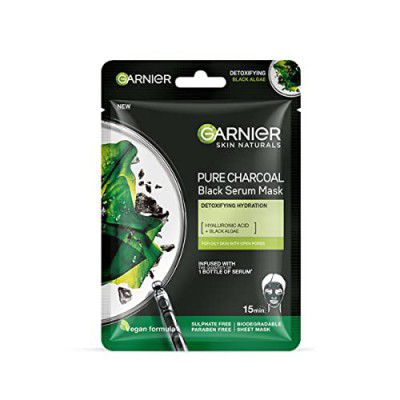 Garnier Skin Naturals, Face Mask, Hydrating & Detoxifying, Black Serum Mask Pure Charcoal, 1 pc, 28gg