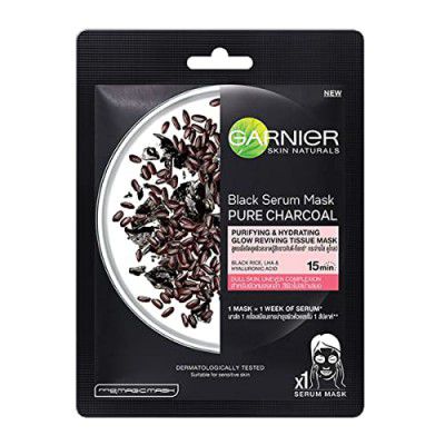 Garnier Skin Naturals, Face Mask, Hydrating, Purifying & Increases Glow, Black Serum Mask, 1 pc, 28g