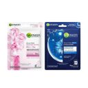 Garnier Skin Naturals Serum Sheet Mask (1 Sakura White Water Glow Serum + Night Serum Sheet Mask With Deep Sea Water), 56 g (Pack of 2)...