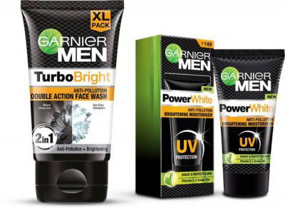 GARNIER (Johns Skincare Essentials | Turbo Bright Facewash, 150 gm + Power White Moisturiser, 40 gm ) (Pack of 2) (190 g)