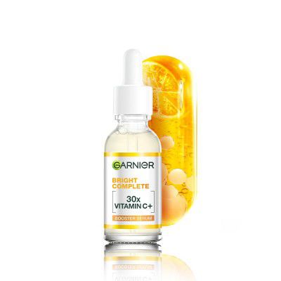 Garnier Vitamin C + Booster Face Serum For Skin Brightening and Anti-Dark Spots with 30X Vitamin C | 30ml