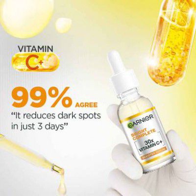 GARNIER Vitamin C + Face Serum for Skin Brightening with 2% Niacinamide & 0.5% BHA  (30 ml)