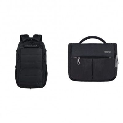 Gear 30 Ltrs Black Laptop Backpack (LBPASPIRE0104) & GEAR Black Toiletry Bag (ACCTLTPCH0112)