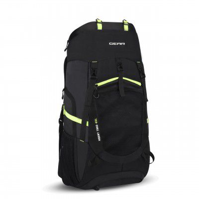 Gear Hiker 65L Extra Large Water Resistant Rucksack/Travel bag/For Men & Women(Black - Green)
