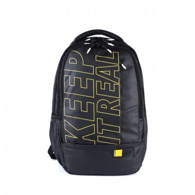 Gear Keep It Real 40L Water Resistant School Bag/Casual Backpack/Daypack/Travel Backpack/Kids Bag/College Bag for Boys/Girls/Men/Women (Black-Yellow)