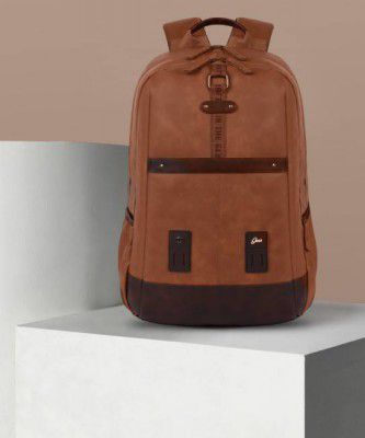 Gear Large 31 L Laptop Backpack Classic Anti Theft Faux Leather (Tan)