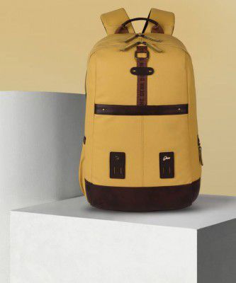 Gear Large 31 L Laptop Backpack Classic Anti Theft Faux Leather (Yellow)