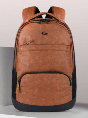 Gear  Large 33 L Laptop Backpack Vintage 2 Leather without Anti Theft  (Tan)