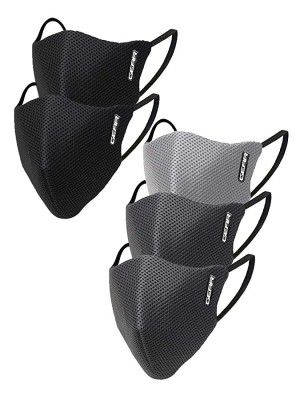 Gear OXYMAX G95 Adult Unisex Reusable & Washable 6 Layer NABL Certified Outdoor Protection Face Mask (Pack of 5) Black, Light Grey, Dark Grey
