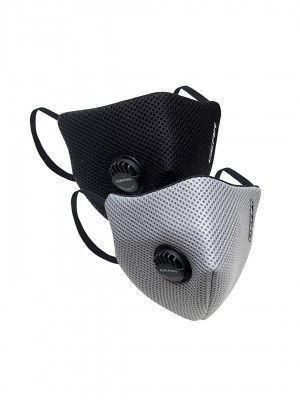 Gear OXYVENT G95 Adult Unisex Reusable & Washable 6 Layer NABL Certified Outdoor Protection Face Mask (Pack of 2) Black, Light Grey