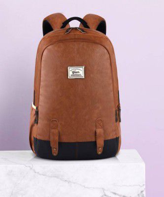 Gear Small 20 L Laptop Backpack CLASSIC ANTI THEFT FAUX LEATHER  (Tan, Black)