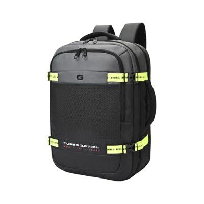 Gear Turbo 3 19"/40L Large Water Resistant Anti Theft Laptop Backpack with Raincover (Black - Grey)