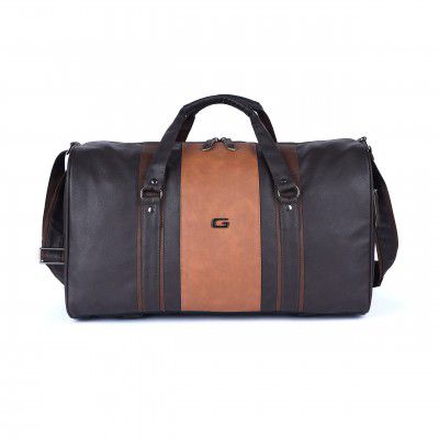 Gear Vintage 26L Faux-Leather Water Resistant Travel Duffle Bag/Gym Bag for Men/Women (Brown)