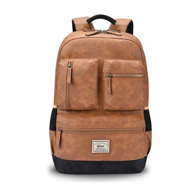Gear Vintage Boxy 18"/26L Medium Faux Leather Water Resistant Laptop Backpack