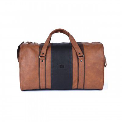Gear Vintage Faux-Leather 26L Water Resistant Travel Duffle Bag/Gym Bag for Men/Women (Tan)