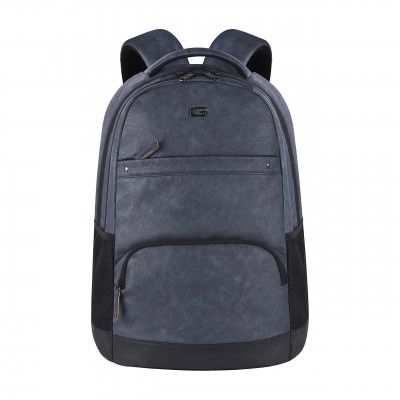 Gear Vintage2 28L Medium Faux Leather Water Resistant Anti Theft Laptop Backpack/Office Backpack for Men/Women - Navy