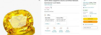 Gems Blue Sapphire Stone Certified Neelam Gemstone 5.25 Ratti.