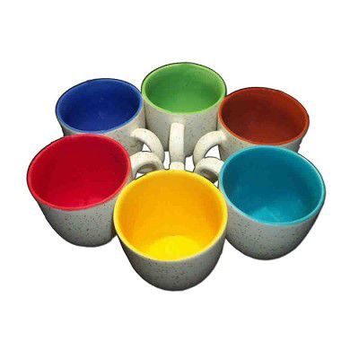 Generic Liva Ceramic Multi Colour Tea/Coffee Cups, 130 ML, Set of 6 Pieces