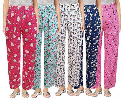 Generic Womens 3 Pcs Combo Cotton Printed Pyjama Plazo Track Pant Lower Random Color Free Size