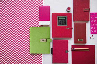 Genius A5 Hard Case Pin Organizer Single Line,Green, 160 Pages, Size-21 x 14.8 x 2 cms