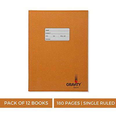 Genius - Gravity - Pack of 12 books -Single ruled, Square design, 180 Pages, Size:-24 cms x 18 cms x 0.8 cms