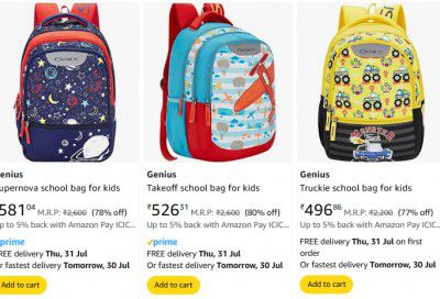 Genius school bag for kids Starts at Rs 496