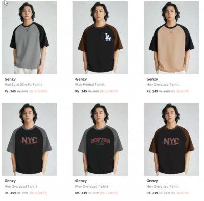 Genzy Men Tshirts Upto 86% Off |Starts At Rs 349