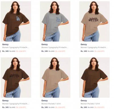 Genzy Women Tshirts Upto 86% Off |Starts At Rs 349